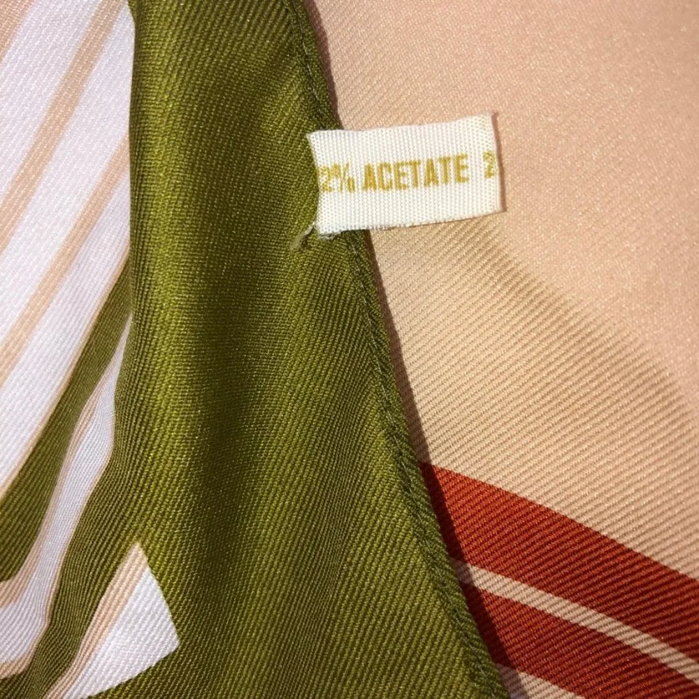 Vintage FALL COLORS 1970s Avocado Burnt orange graphic print scarf